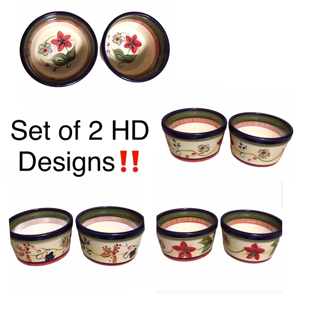HD Designs floral 2 Custard Dessert Berry bowls Cups
